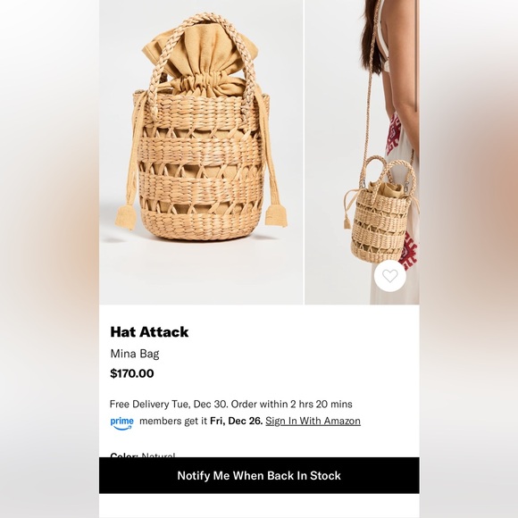 Hat Attack Beige Woven Tote - Picture 2 of 5